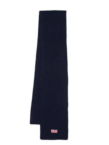 Logo Patch Knit Scarf Navy - KENZO - BALAAN 1