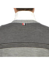 Jacquard Merino Jersey V-Neck Yoke Cardigan Light Grey - THOM BROWNE - BALAAN 10