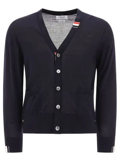 Men's Jersey Stitch V-Neck Cardigan Navy - THOM BROWNE - BALAAN 2