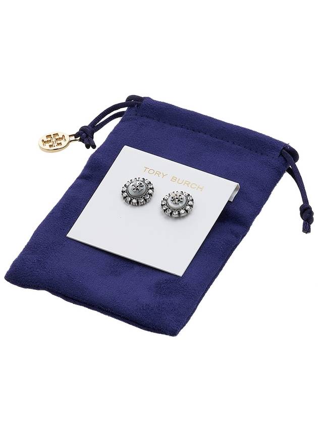 Kira Crystal Stud Earrings Antique Pewter Crystal - TORY BURCH - BALAAN 7