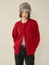 Herrash Round Neck Cardigan Red W - KINETO - BALAAN 1