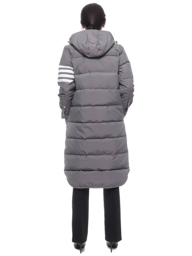 Downfilled Ripstop Classic 4 Striped Hoodie Down Long Padding Grey - THOM BROWNE - BALAAN 6