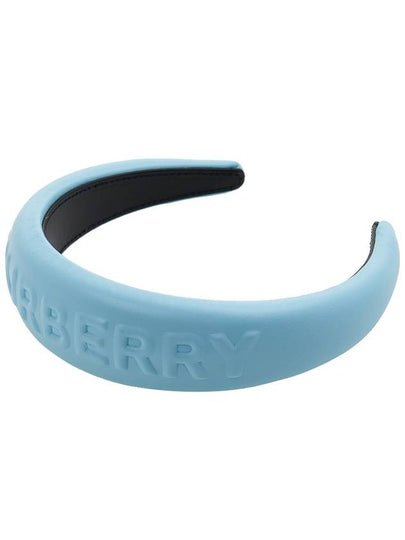 Embossed Logo Leather Headband Blue - BURBERRY - BALAAN 2