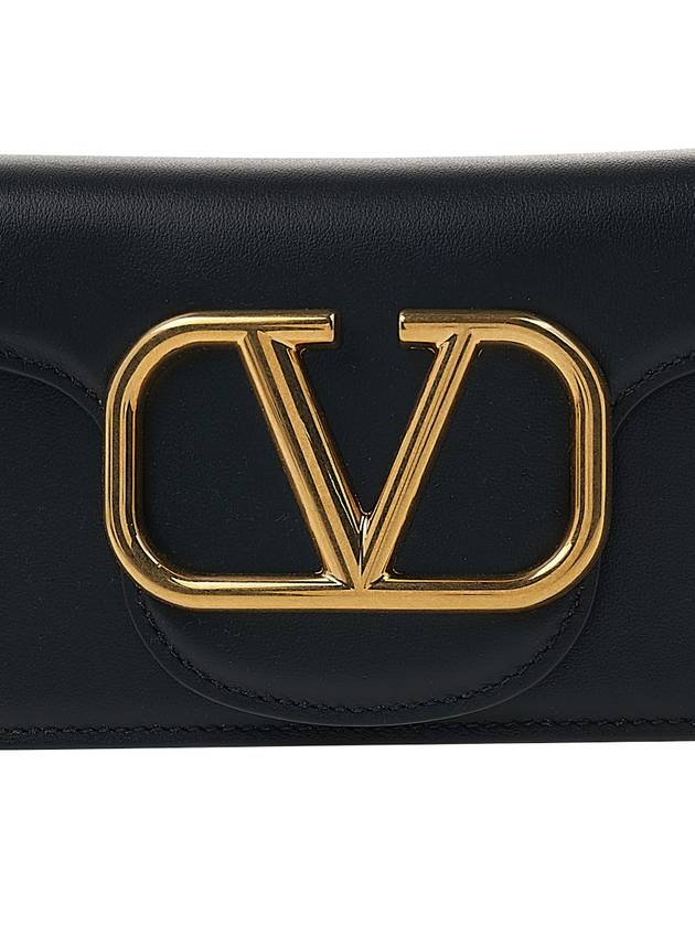 V Logo Buckle Calfskin Small Shoulder Bag Black - VALENTINO - BALAAN 7