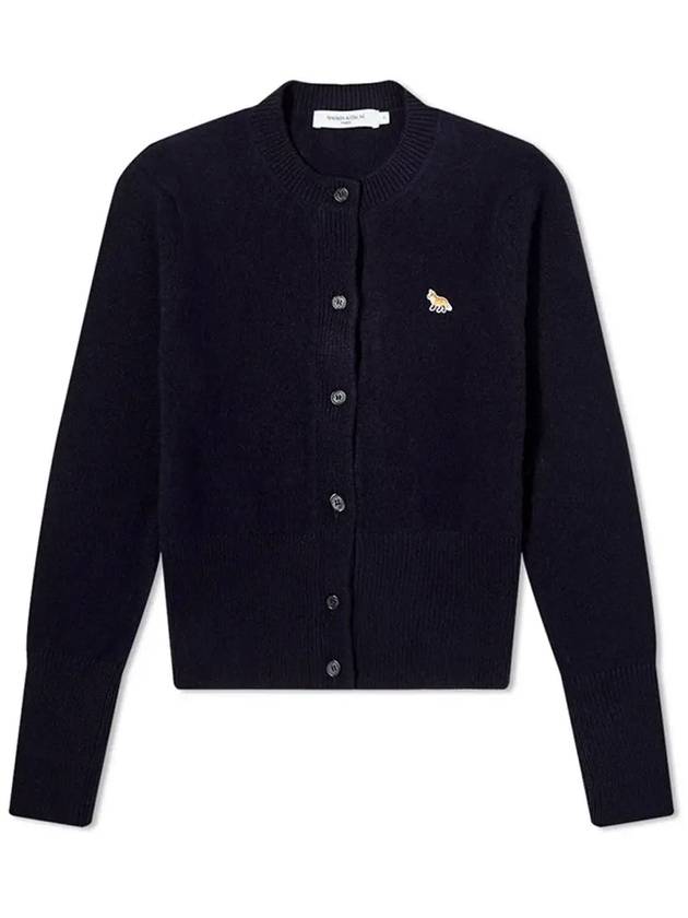 Baby Fox Patch Round Neck Fitted Cardigan Navy - MAISON KITSUNE - BALAAN 2