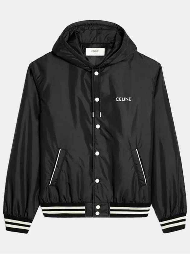 Logo Light Nylon Teddy Hooded Jacket Black - CELINE - BALAAN 2