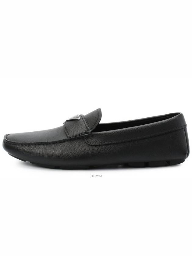 Triangle Logo Saffiano Driving Loafers Black - PRADA - BALAAN 3