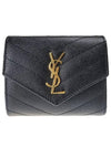 Monogram Cassandra Matelasse Half Wallet Black - SAINT LAURENT - BALAAN 2