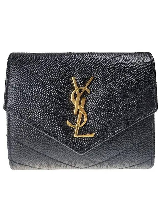 Monogram Cassandra Matelasse Half Wallet Black - SAINT LAURENT - BALAAN 2