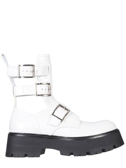 Women's Rave Buckle Walker Boots White - ALEXANDER MCQUEEN - BALAAN 2