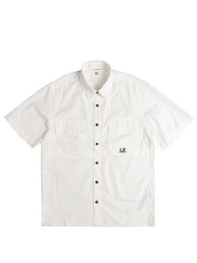 Cotton Rip-Stop Short Sleeve Shirt White - CP COMPANY - BALAAN 2