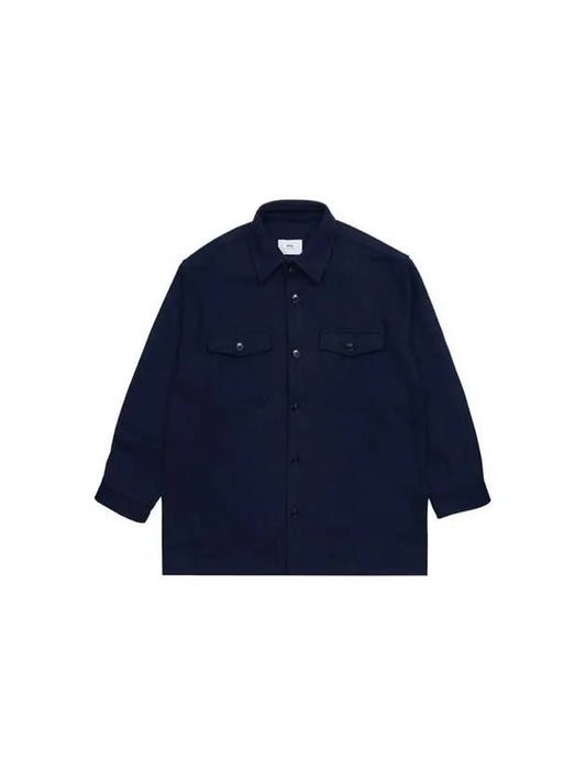 Men's Maxi Over Long Sleeve Shirt Night Blue - AMI - BALAAN 2
