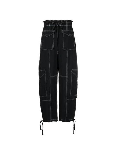 High Waist Cargo Track Pants Black - GANNI - BALAAN 2