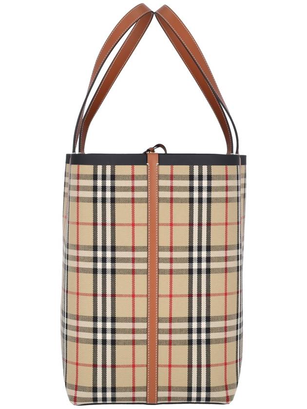 Check Large London Cotton Tote Bag Brown - BURBERRY - BALAAN 6