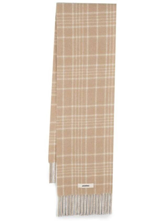 L’echarpe Carro Le Chouchou Jacquard Check Scarf Beige - JACQUEMUS - BALAAN 1