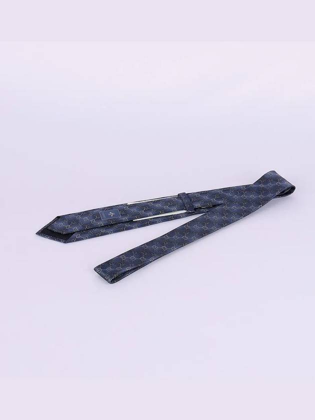 GG Pattern Slim Silk Tie Navy - GUCCI - BALAAN 6