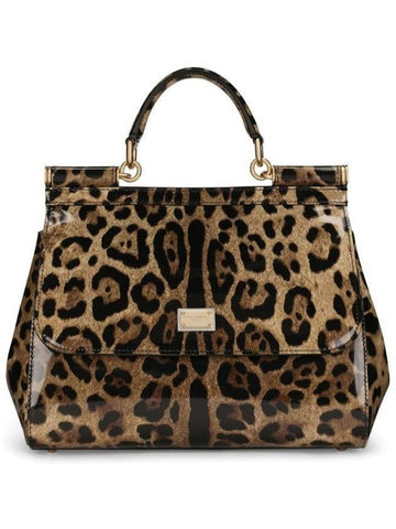 Leopard Leather Tote Bag Brown - DOLCE&GABBANA - BALAAN 1