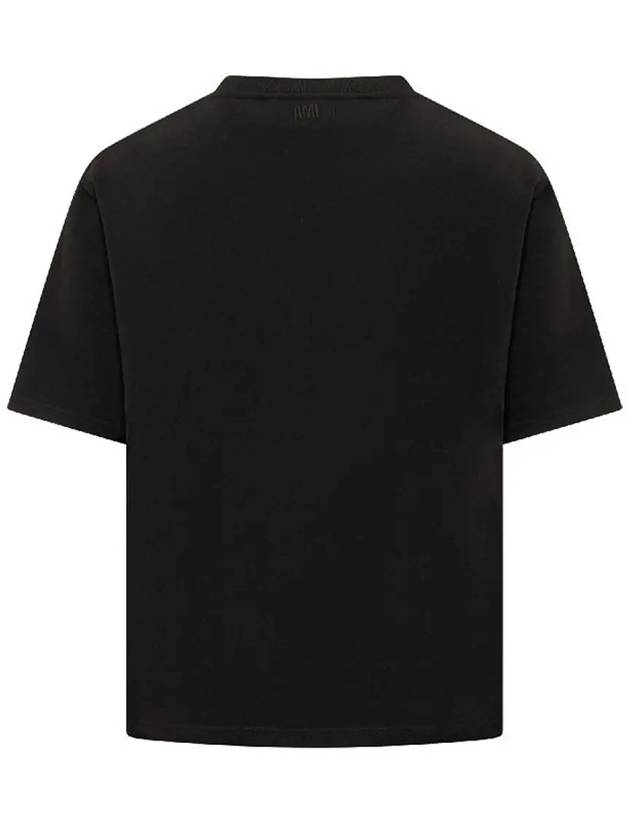 Small Heart Logo Boxy Fit Short Sleeve T-Shirt Black - AMI - BALAAN 4