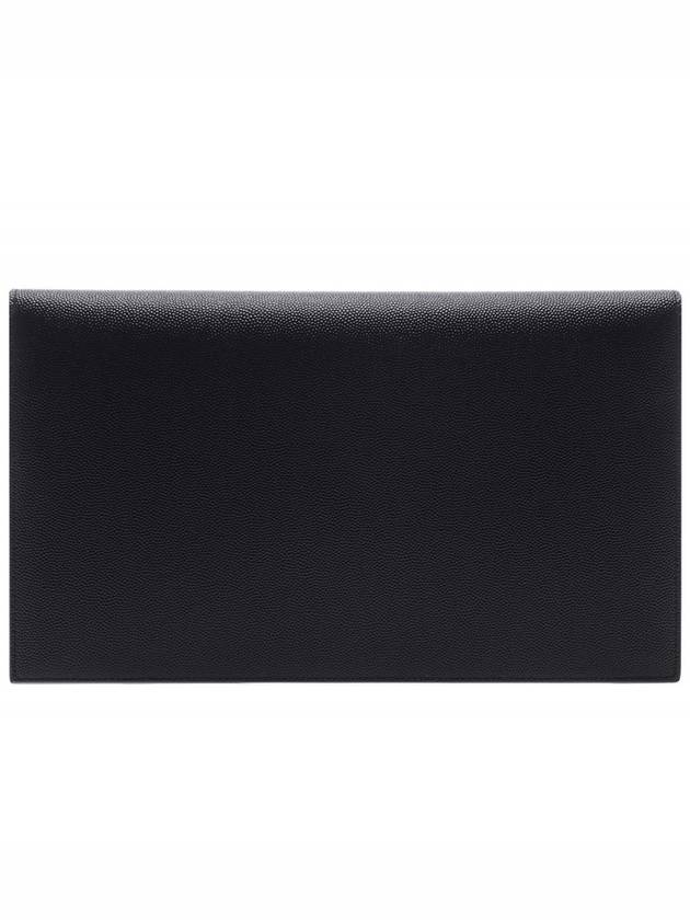 Uptown Grain de Poudre Embossed Leather Clutch Bag Black - SAINT LAURENT - BALAAN 5