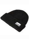 Logo Patch Knit Beanie Black - GANNI - BALAAN 4