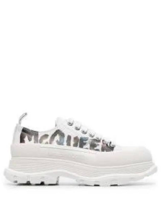 Tread Slick Logo Graffiti Low Top Sneakers White - ALEXANDER MCQUEEN - BALAAN 2