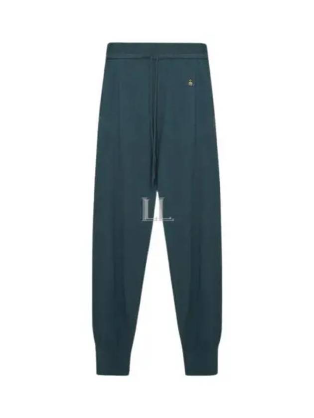 Women's Embroidered Logo Cashmere Blend Track Pants Emerald - VIVIENNE WESTWOOD - BALAAN 2