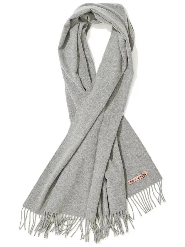 Logo Wool Fringe Scarf Grey - ACNE STUDIOS - BALAAN 4