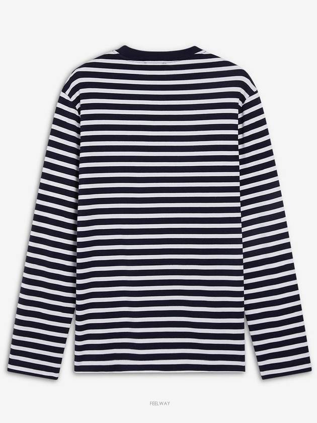 Fox Logo Stripe Long Sleeve T-Shirt Navy - MAISON KITSUNE - BALAAN 3