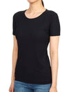 Crew Neck Plain Slim Polyamide Short Sleeve T-shirt Black - JIL SANDER - BALAAN 3