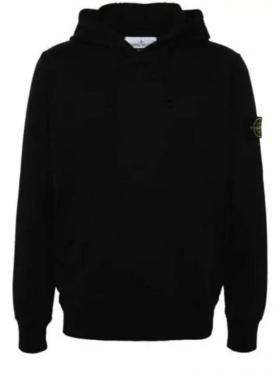 Cotton Fleece Garment Dyed Hoodie Black - STONE ISLAND - BALAAN 2