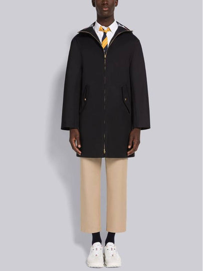 Waterproof Cotton Twill T-Dart Hooded Jacket Navy - THOM BROWNE - BALAAN 2