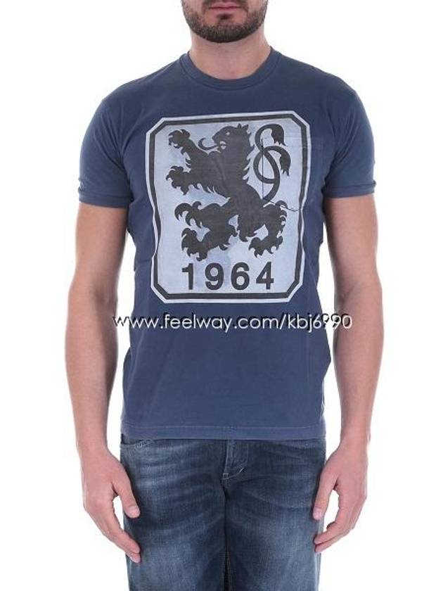 Men's Front Pocket 1964 Lion Printing Short Sleeve TShirt S71GD0518 S22427 470 - DSQUARED2 - BALAAN 7