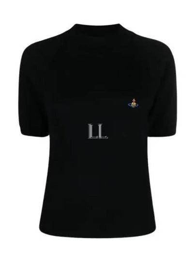 Embroidery ORB Logo Wool Knit Top Black - VIVIENNE WESTWOOD - BALAAN 2