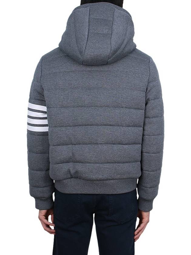 Jersey Stitch Padded 4 Bar Zip-Up Hoodie Grey - THOM BROWNE - BALAAN 6