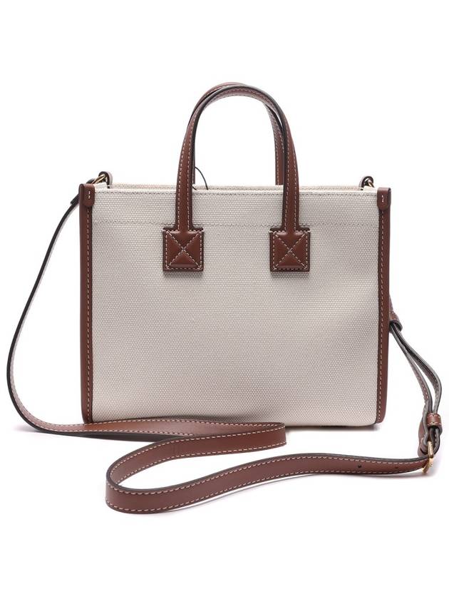 Mini Two-Tone Canvas and Leather Freya Tote Bag Natural Tan - BURBERRY - BALAAN 5