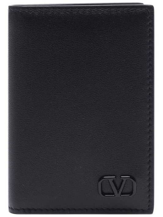 V logo card wallet black - VALENTINO - BALAAN 1