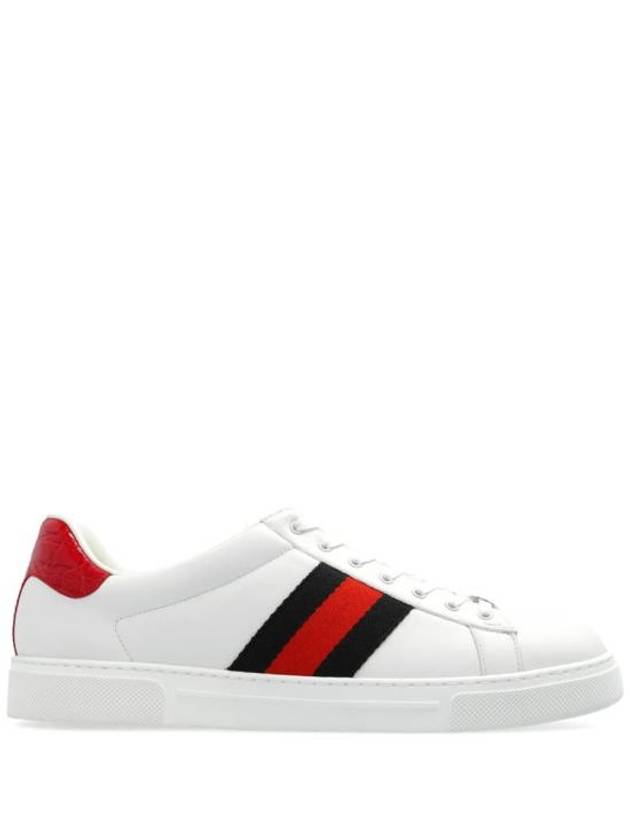 Ace Web Leather Low Top Sneakers White - GUCCI - BALAAN 1