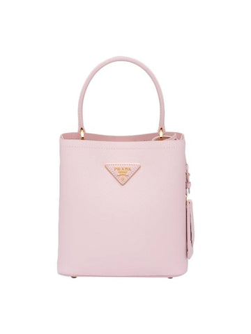 Panier Saffiano Leather Small Tote Bag Alabaster Pink - PRADA - BALAAN 1