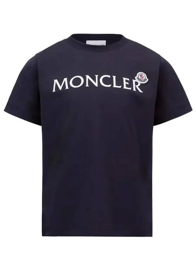 Kids Logo Short Sleeve T Shirt Night Blue 8C00003 89AFV 778 12A 14A - MONCLER - BALAAN 1