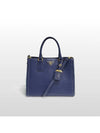 Prada SAFFIANO LUX blue navy two tone color gold logo tote bag and shoulder BN2438 - PRADA - BALAAN 8