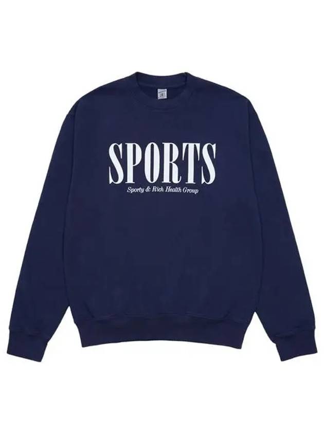 Graphic Print Cotton Sweatshirt Navy - SPORTY & RICH - BALAAN 2