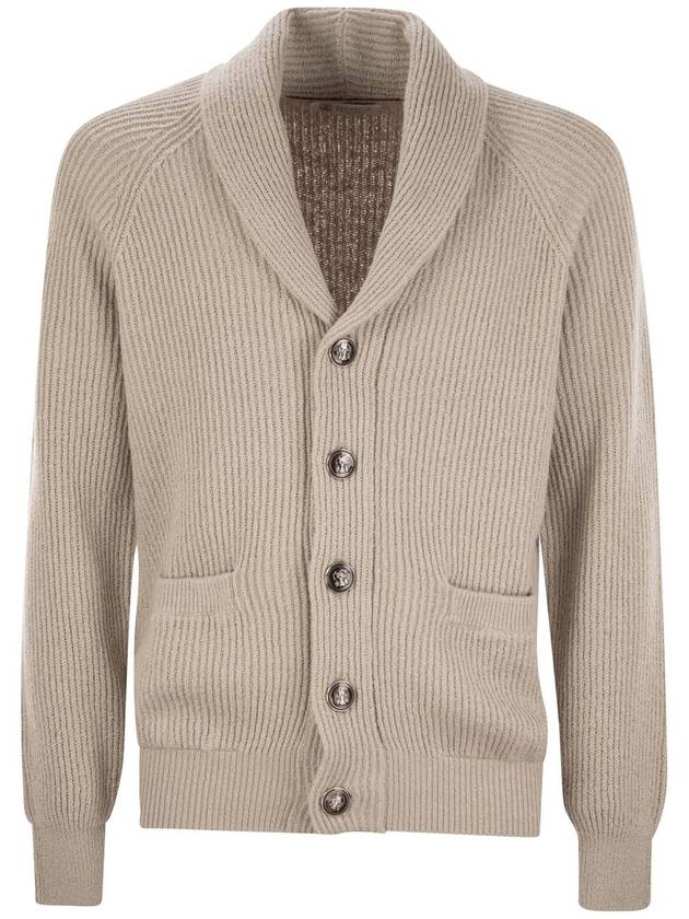 Shawl Collar Wool Cardigan Grey - BRUNELLO CUCINELLI - BALAAN 2