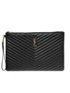 Gold Monogram Document Holder In Matelasse Leather Black - SAINT LAURENT - BALAAN 2