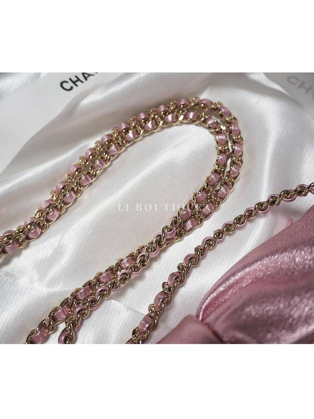 CC logo ribbon bag shiny pink gold AS5129 - CHANEL - BALAAN 3