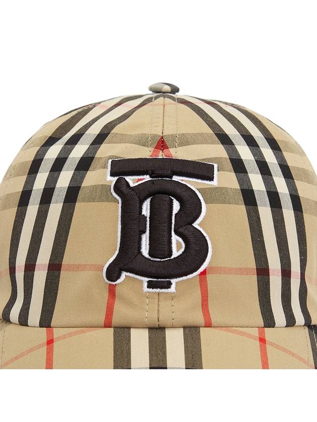 Monogram Motif Vintage Check Cotton Baseball Cap Archive Beige - BURBERRY - BALAAN 7