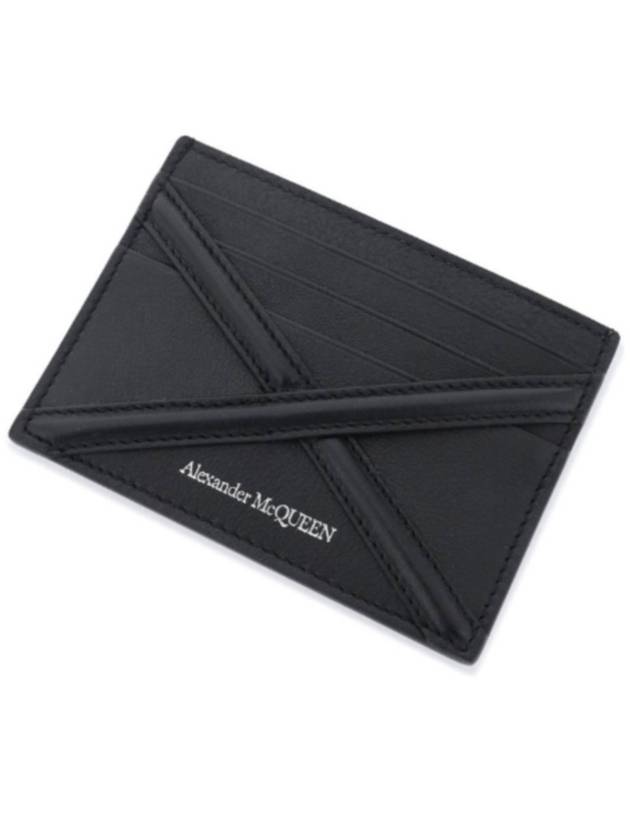 Harness Logo Print Calfskin Card Wallet Black - ALEXANDER MCQUEEN - BALAAN 4