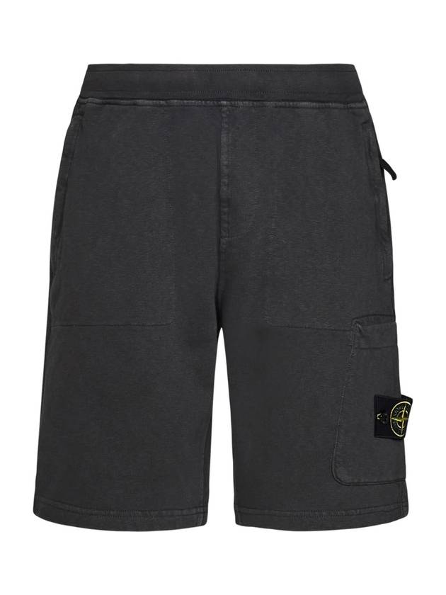 Men's OLD Treatment Logo Patch Cargo Bermuda Shorts Steel Grey - STONE ISLAND - BALAAN 1