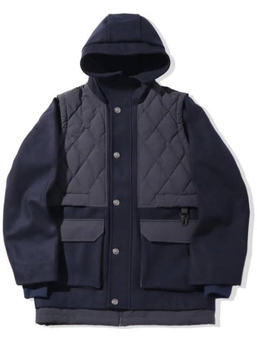 convert down quilting patch wool hooded jacket navy - OFFGRID - BALAAN 1