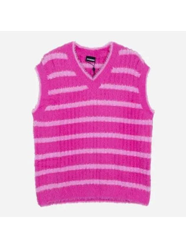 Jacquemus Fluffy Striped Pullover Vest Pink 225KN0692370 043 - JACQUEMUS - BALAAN 1