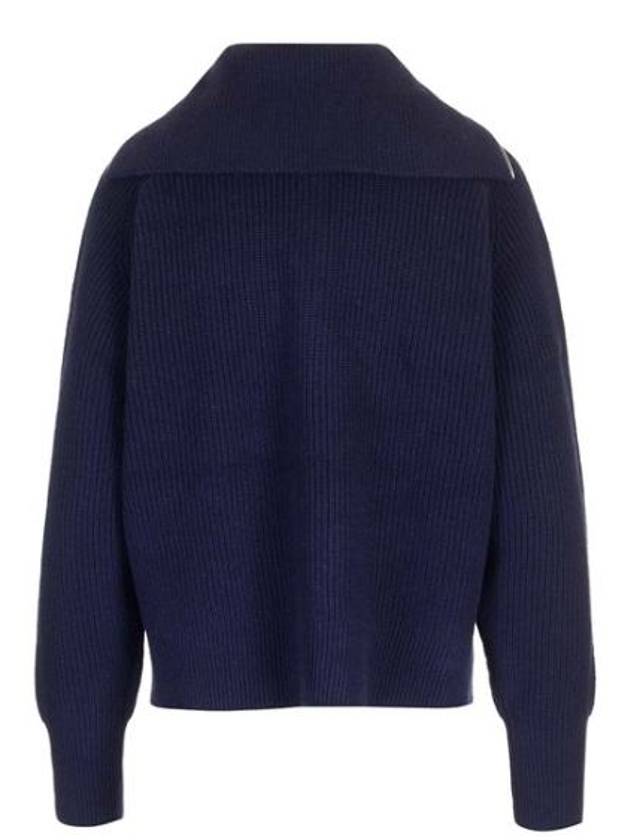 Bold Fox Head Patch Half Zip Knit Top Ink Blue - MAISON KITSUNE - BALAAN 3